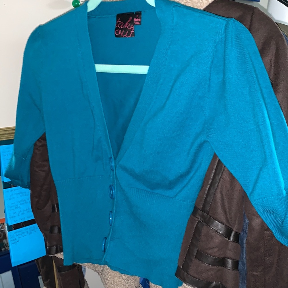 Take Out Blue Button Up Cardigan